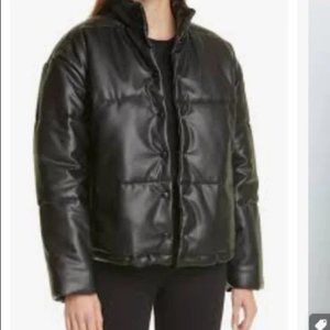 Rails Women's Vegan Leather Puffer Jacket Coat in Black size XL NWT